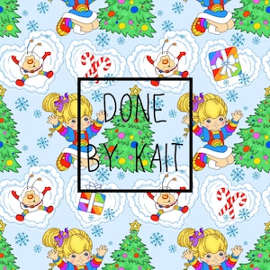 RAINBOW B XMAS - BLUE - Seamless Digital Pattern | Fabric | Paper | Scrap Book | Wrapping Paper | Sublimation | Digital Files Only