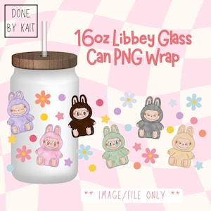 LABUBU Have A Seat | 16oz Libbey Glass Can Wrap | Cartoon Sublimation Design PNG | Digital Download