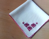 Vintage embroidered handkerchief, Bulgarian embroidery, Folk art, Hand made silk handkerchief, 1970s