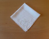 Embroidered Silk Wedding Handkerchief, Silk napkin, Silk soft handkerchiefs, Embroidered Bridal Wedding Hankie, 1980s