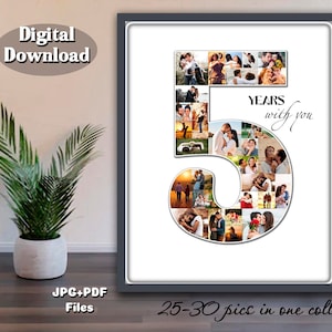 5 Year Together Gift collage Anniversary gift collage 5 Years marriage collage 5 Year wedding Gift for Husband Boyfriend Photo collage