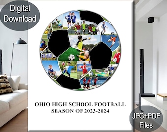 Soccer Ball Photo Collage, Football Player collage, gift for sun playing football, Gift for football player, Soccer coach gift collage