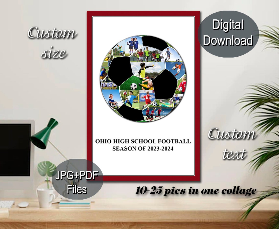 Soccer Ball Photo Collage, Football Player Collage, Gift for Sun