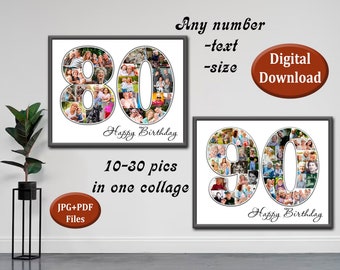Birthday Photo Collage, Any Number Gift collage, Gift for Grandmama, Grandpapa gift, Custom Photo collage, Gift photo collage