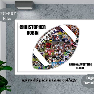 Collage regalo senior di calcio, collage di palloni da rugby, collage regalo sportivo senior, regalo allenatore di calcio, poster serata senior, collage regalo calcio