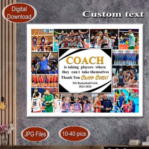 Coach Gift collage Coach Poster Template Digital Team Coach Poster Sport gift for Coach Best Coach Collage
