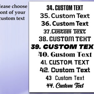 May include: A list of font options for customizing text. The options are numbered 34 through 44 and include a variety of styles, such as bold, italic, and script.