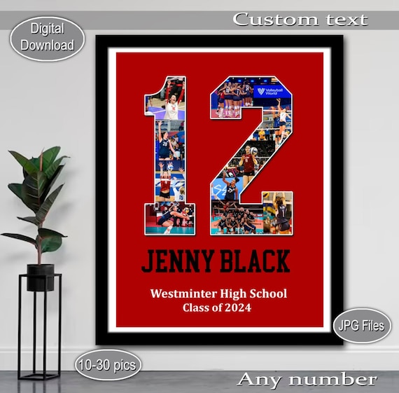 Sport number photo collage, Basketball Senior night gift Senior night poster, Hockey senior gift Any Sport photo collage, Senior baseball