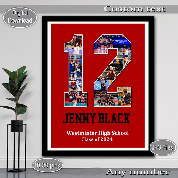 Sport number photo collage, Senior night gift Senior night poster, Softball senior gift Sport photo collage, Senior baseball night gift