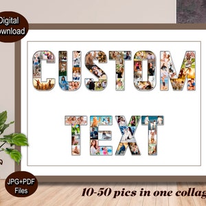 Custom text photo collage, Personalized Photo Collage, Any Custom Word Collage, Custom Text Gift, One Word gift Collage, Boyfriend gift