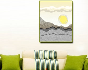 Berg Wand kunst Abstrakt Berg Druck Digital Wanddruck Moderne Minimalistische Wand Kunst Drucke Abstrakte Landschaft