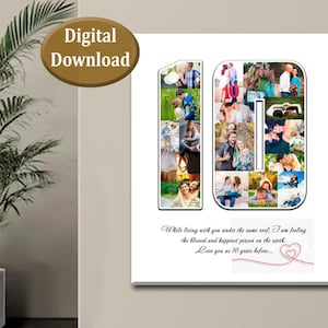 10 Years together Photo collage Personal Picture collage 10 years Anniversary Gift Collage Gift for Husband Love Photo Collage