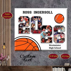 2024 Basketball Senior night collage Senior Basketball gift Sport photo collage Basketball graduation gift Coach gift