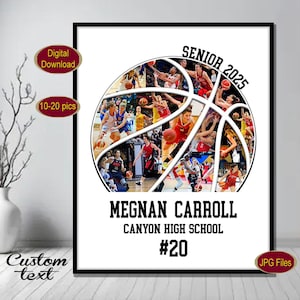 2025 Senior Basketball photo collage Basketball senior photo collage Basketball senior gift ideas Basketball poster  Basketball ball