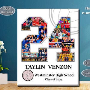 Volleyball Photo Collage Sport Number Collage Senior night Poster Gift for Senior Volleyball poster Photo gift
