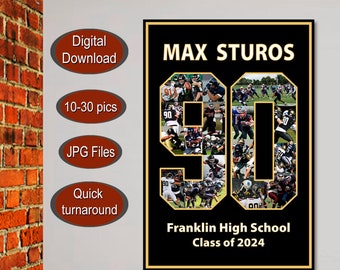 Number Sport collage Senior gift Photo Collage Sport number photo collage Senior night gift Grad senior gift Basketball collage Football