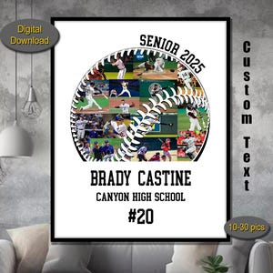 Baseball Photo collage Senior baseball gift idea Baseball poster Baseball senior night Sport photo collage