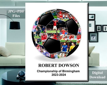 Soccer ball photo collage, Custom football gift, Soccer player ball collage, Football coach collage gift, Senior night photo collage,