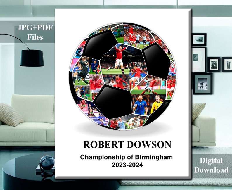 Soccer Ball Photo Collage Custom Football Gift Soccer Player Etsy
