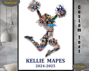 Collage fotografico di cheerleader Regalo per anziani cheerleader Poster per anziani cheerleader Silhouette di cheerleader Collage fotografico personalizzato per anziani