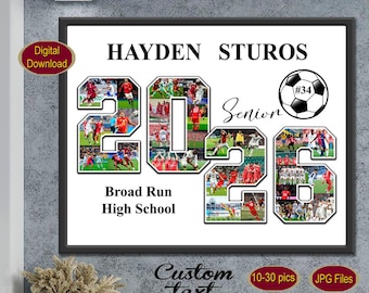 2026 Senior night photo collage Soccer photo collage Senior night gift idea Coach gift poster Senior night High School sport poster