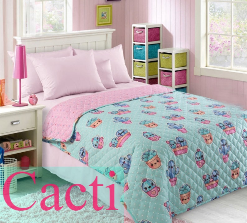 Baby blanket quilted cotton Turquoise Pea Pink Fay Cacti Teddy Owl Car Gray Star lung teen coverlet tween comforter 2sided bedspread IKEAcot