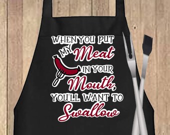 Offensive Gag Gift BBQ Apron, Rude Grilling Canvas