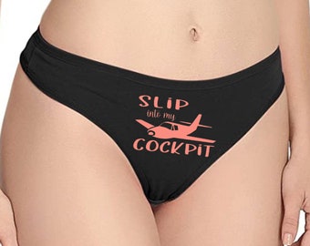 Low Wing Slip into my Cockpit thong lingerie, bachelorette party gift, funny pilot gift