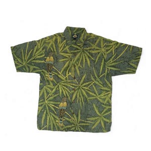 Camisa havaiana de linho com estampa floral e design raro icônico Tommy Bahama "Love Bird" média