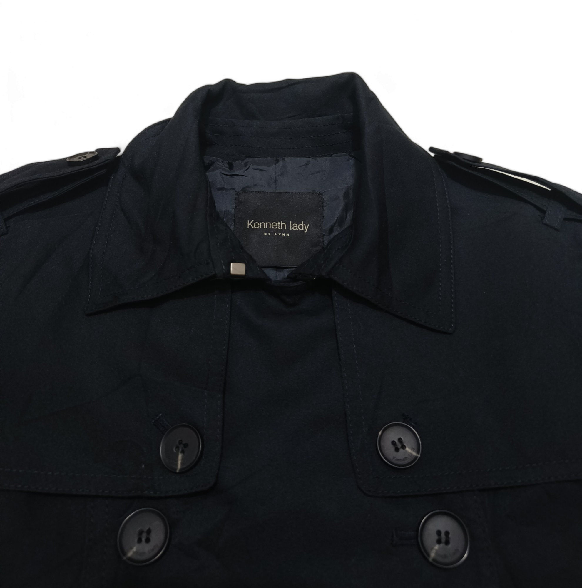 KENNETH LADY by LYNN Women's Black Trench Coat / Belted / Spy Coat - Etsy