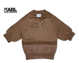 Vintage - KARL LAGERFELD Knit Viscose Sweater: Sparkle Bling Designer Top