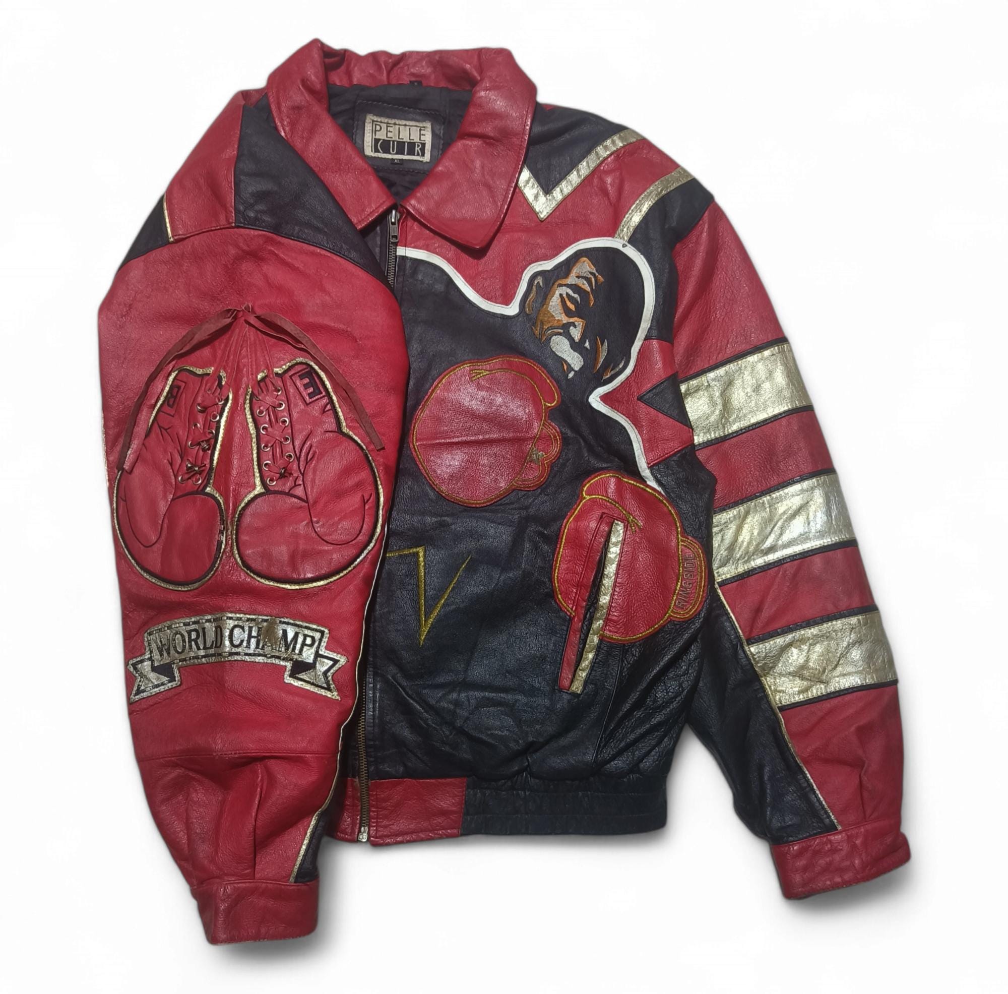 Vintage 90s BOXING KNOCKOUT World Champ by Pelle Cuir Vintage 90s BOXING KNOCKOUT World Champ by Pelle Cuir