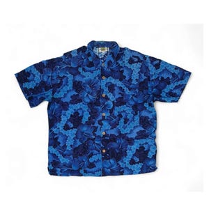 Vintage 70s 80s Duke Kahanamoku Floral Flower Print Rayon Hawaiian Aloha Summer Tee Shirt Medium