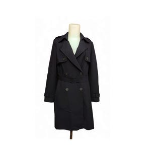 LIST Women&#39;s Black Trench Coat / Belted / Spy Coat