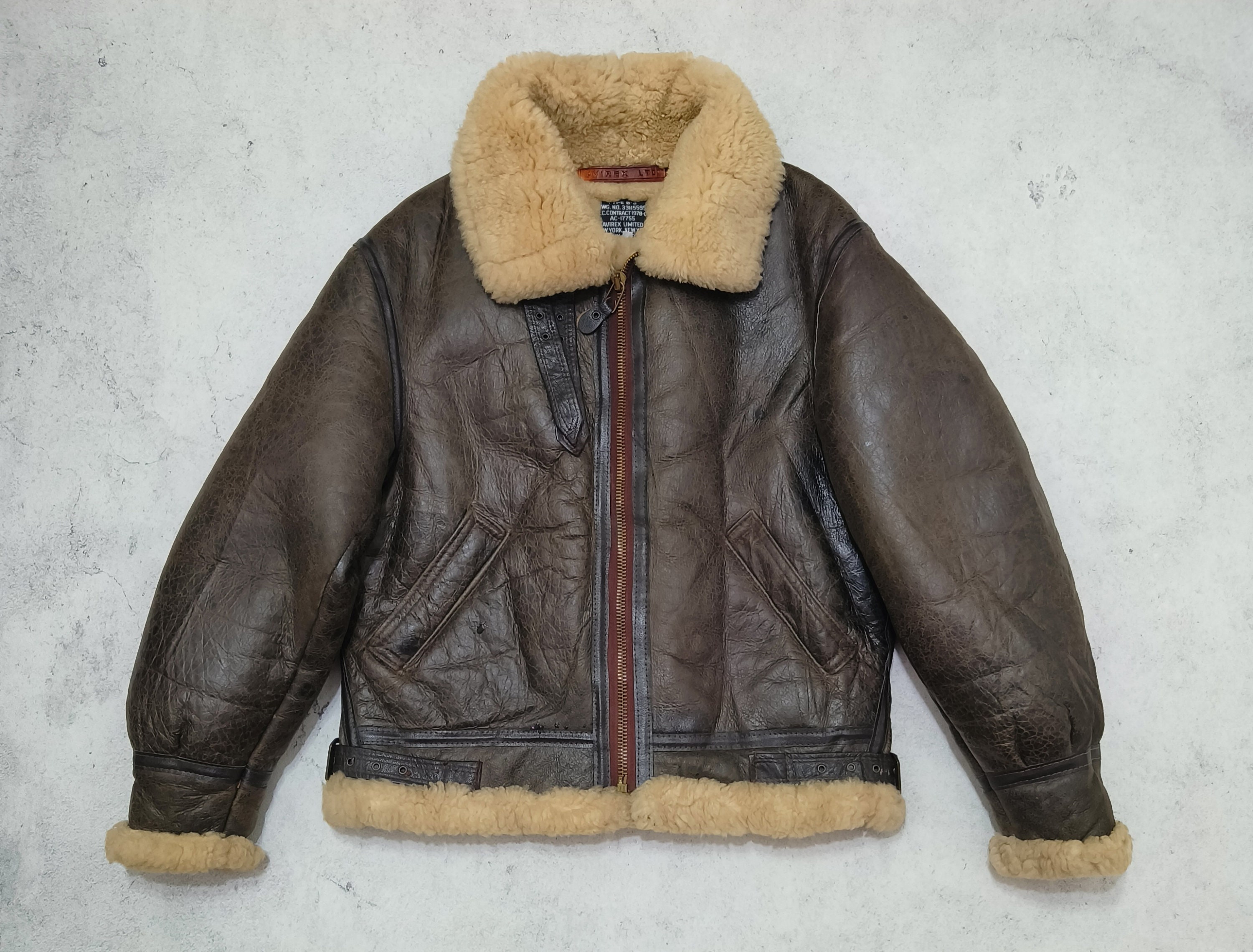 Vintage 80s Avirex Limited LTD New York USA Type B-3 Shearling