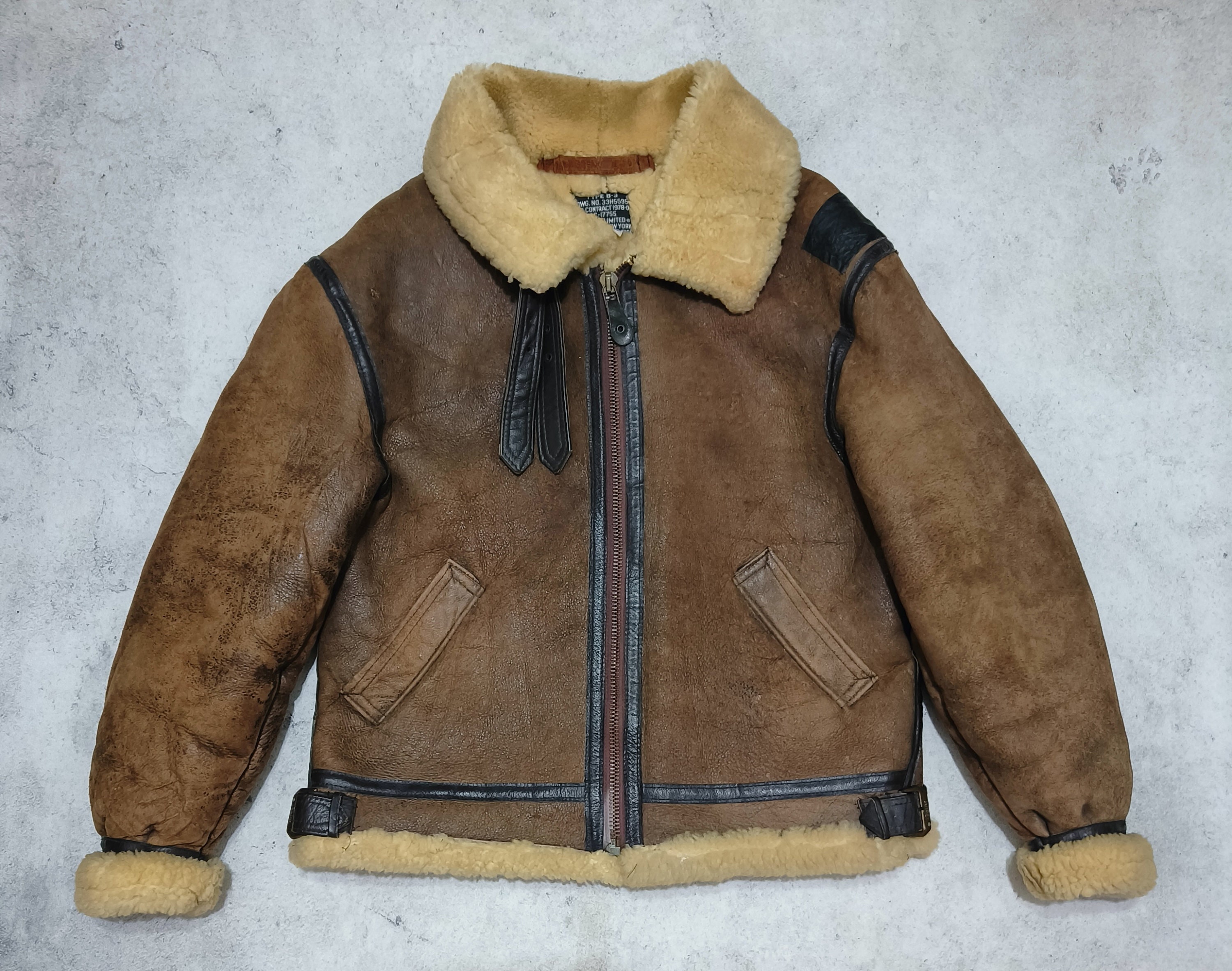 Buy Vintage 80s Avirex USA Type B-3 Shearling Sheepskin Leather