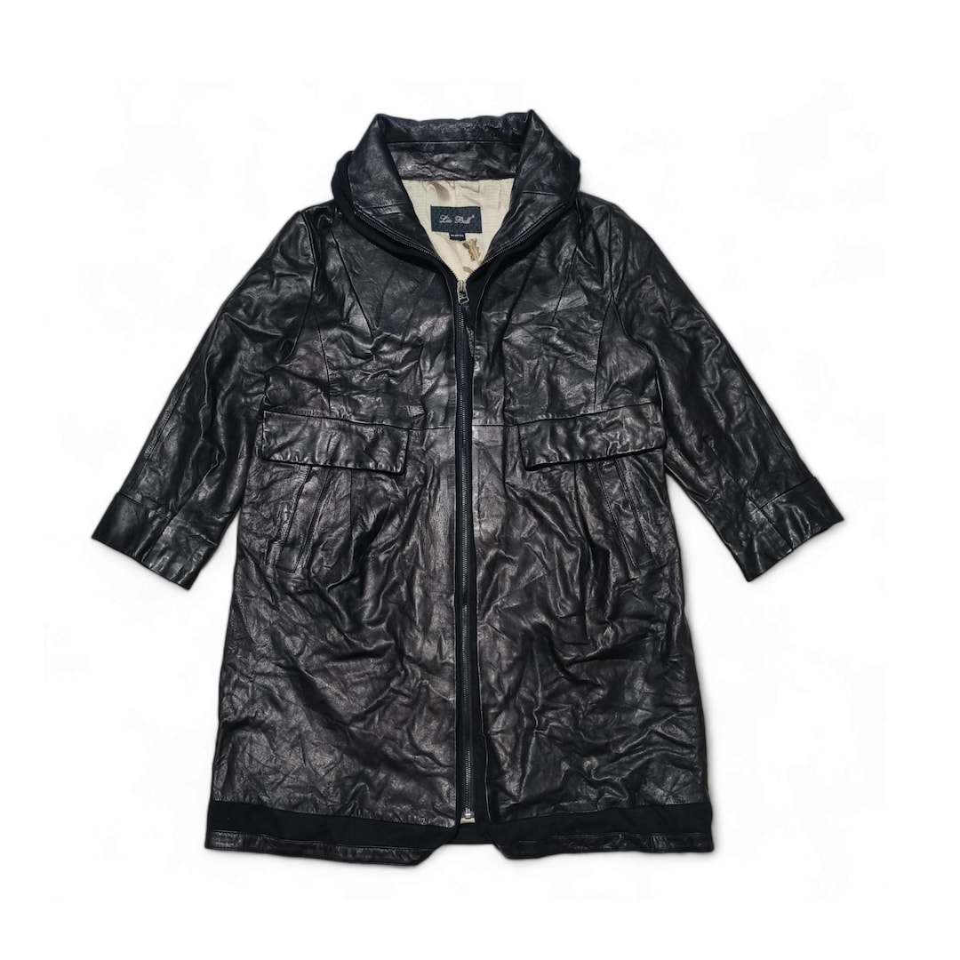 DIESEL archive long leather coat y2k ファー Vintage Y2K Leather Coat in Black Matrix Style 2000s Real