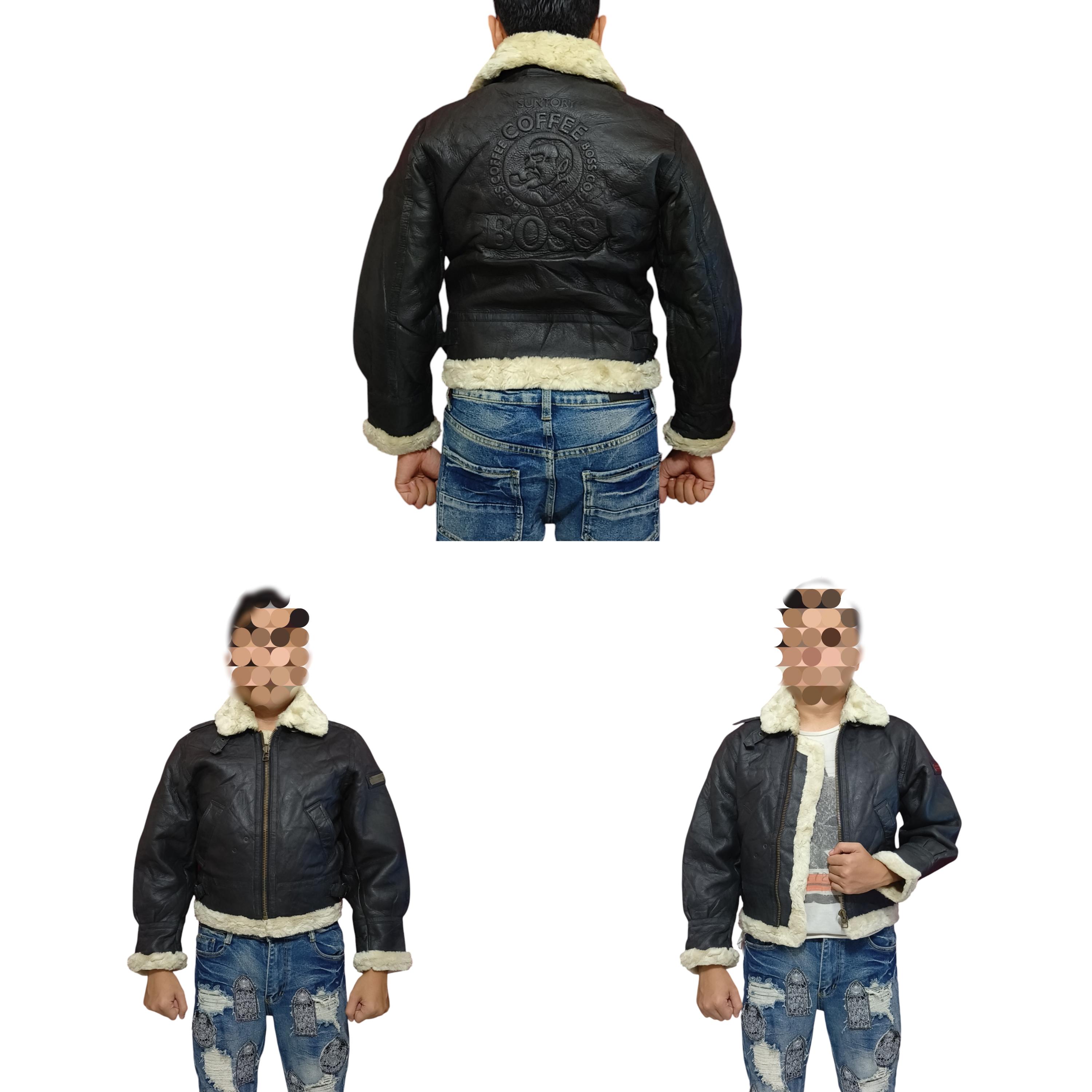 Vintage - Suntory Boss Coffee Shearling Leather Jacket - 2000