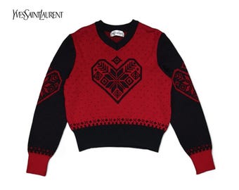 Buy Vintage Yves Saint Laurent Tricots Pattern Knit Sweater Buy Vintage Yves Saint Laurent Tricots Pattern Knit Sweater