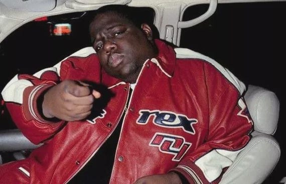 Vintage - 90s AVIREX Notorious B.I.G. Leather Jacket - Hip Hop