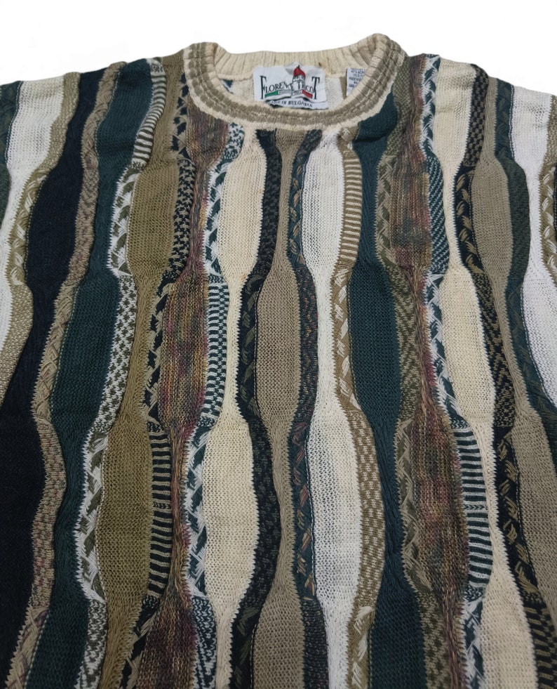 Vintage 90s FLORENCE TRICOT Coogi Inspired Biggie Bill Cosby Notorious Knit Cotton Acrylic