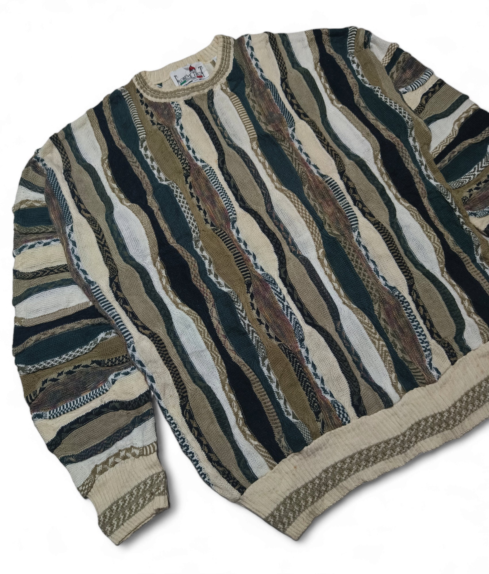 Florence Tricot 3Dニット コットン coogi Vintage 90s FLORENCE TRICOT Coogi Inspired Biggie Bill Cosby