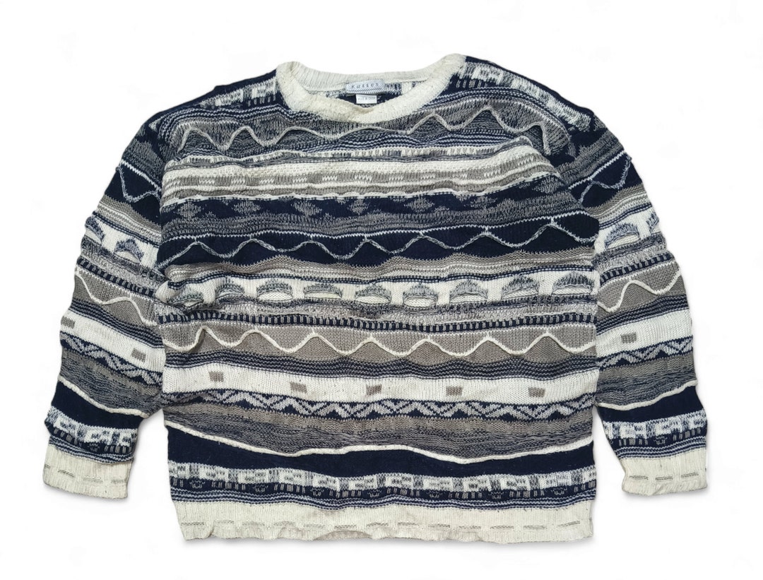 Vintage 90s KATIES Coogi Inspired Biggie Bill Cosby Notorious Knit Acrylic Crewneck Sweater