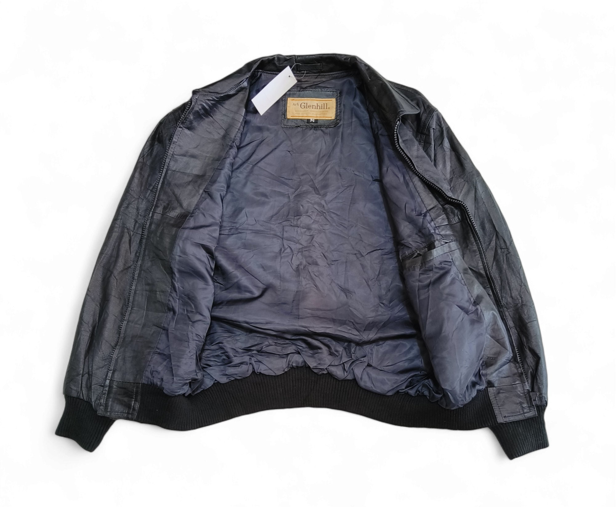 Vintage Art Glenhill Japanese Bomber Fashion Black Leather