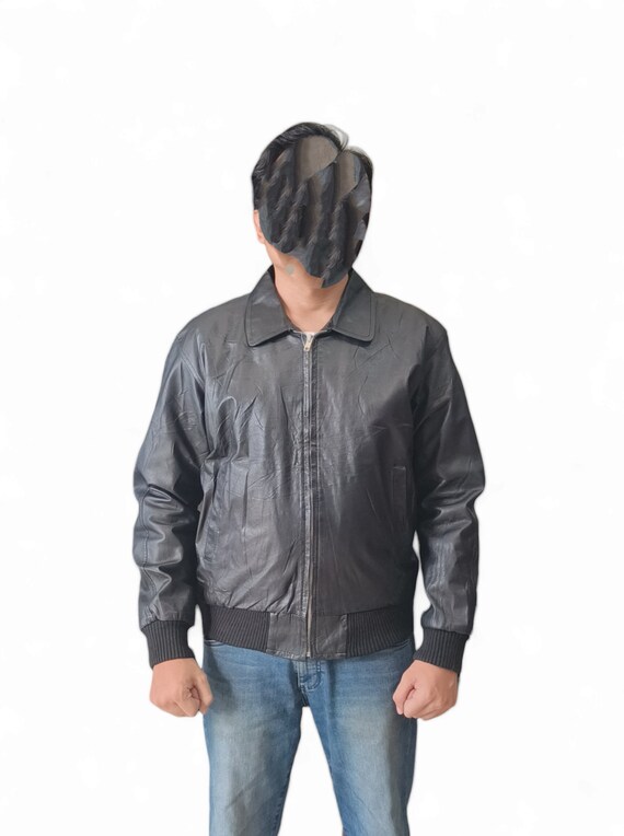 Vintage Japanese Bomber Fashion Black Leather Jacket Fur Lining - Etsy