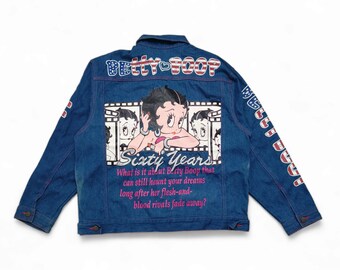 Rare Item! Vintage 90s Betty Boop Sixty Years Denim Trucker Jean