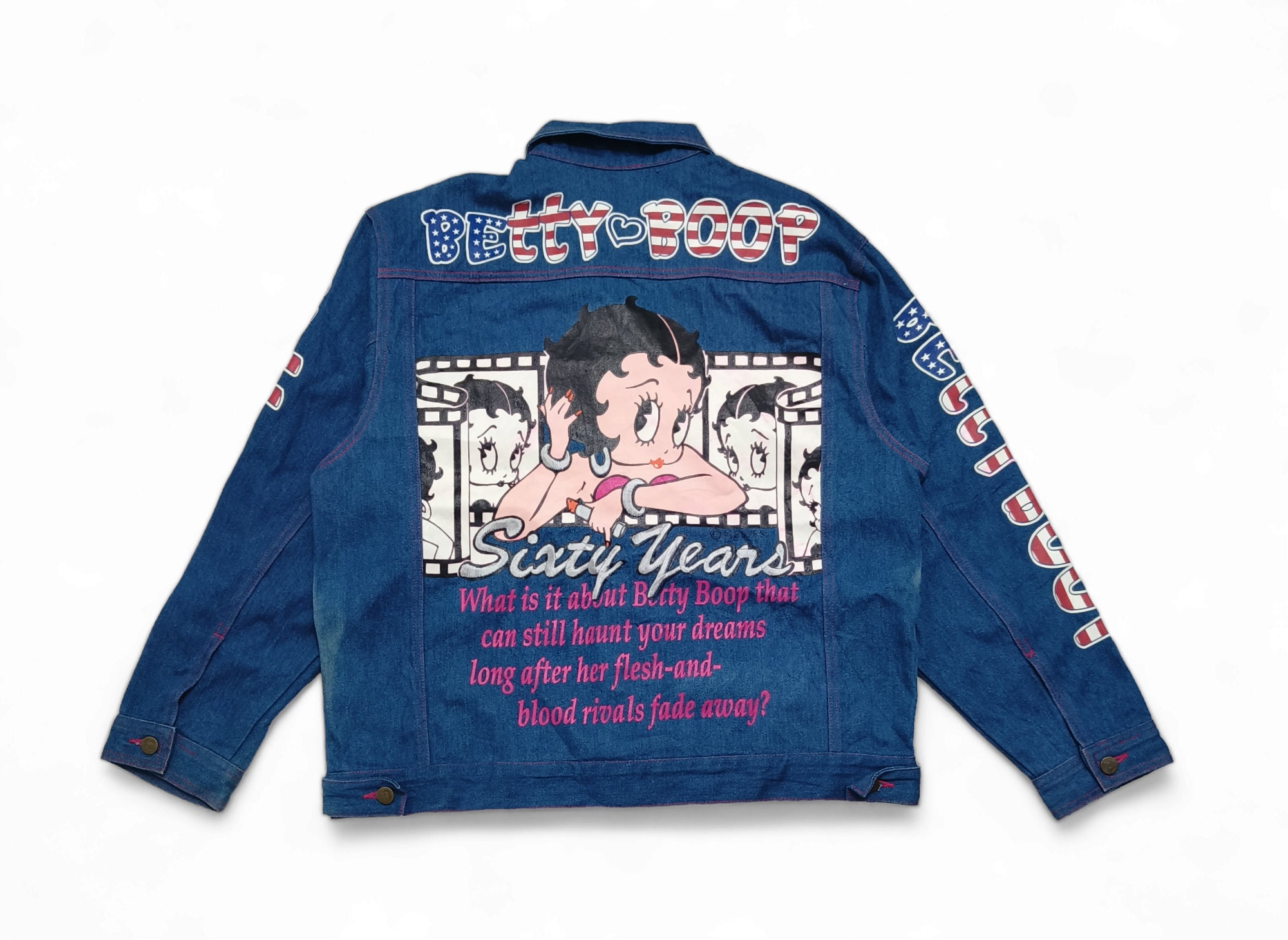 BettyBoop embroidery denim trucker jackt（Vintage 1990s