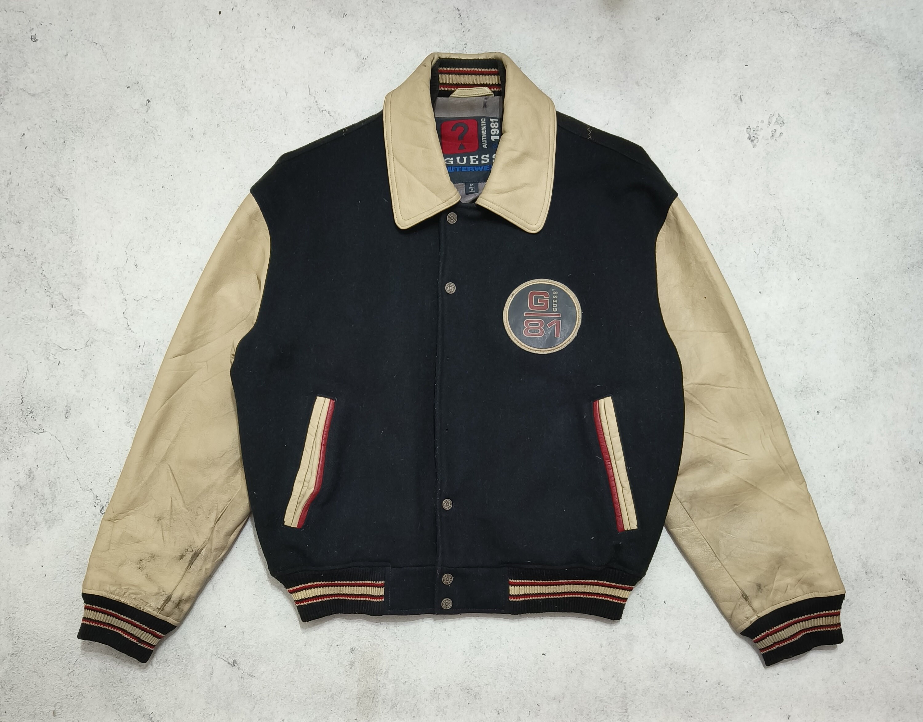 Vintage Guess USA Retro Classic Letterman Jacket Leather Sleeves Etsy Canada