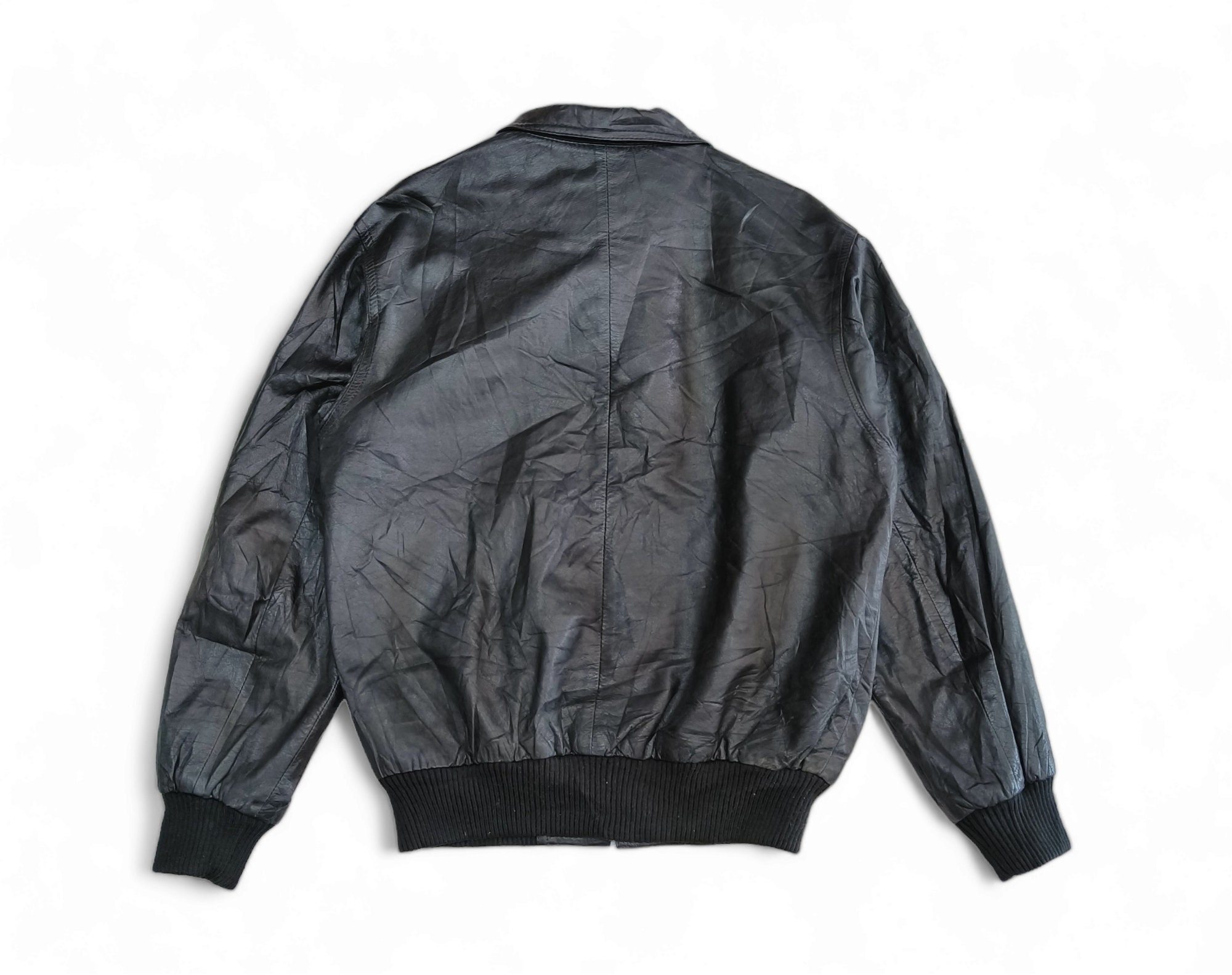 Vintage Art Glenhill Japanese Bomber Fashion Black Leather