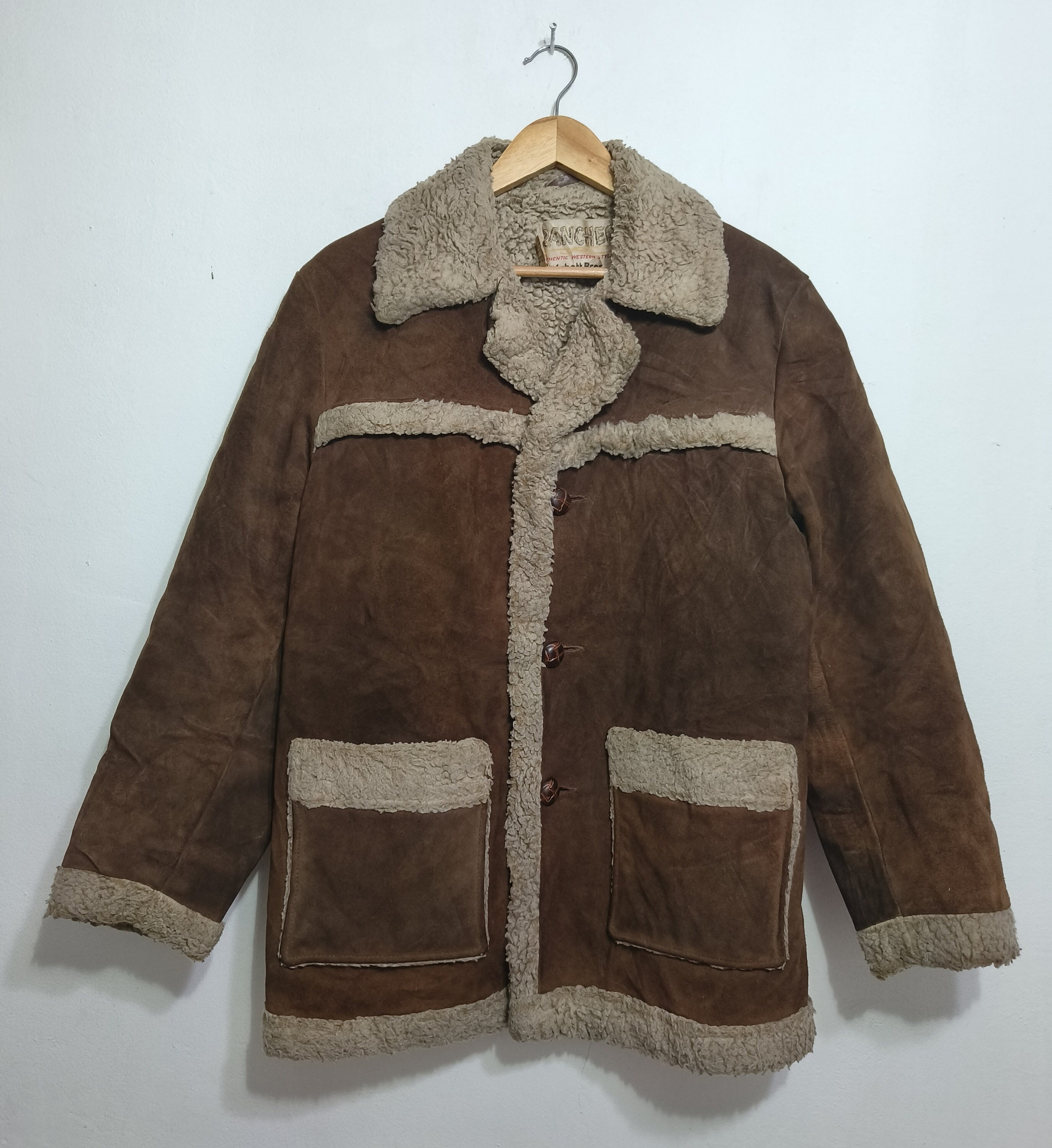 Vintage - 70s Schott Bros Suede Rancher Coat: Shearling Fur Lining